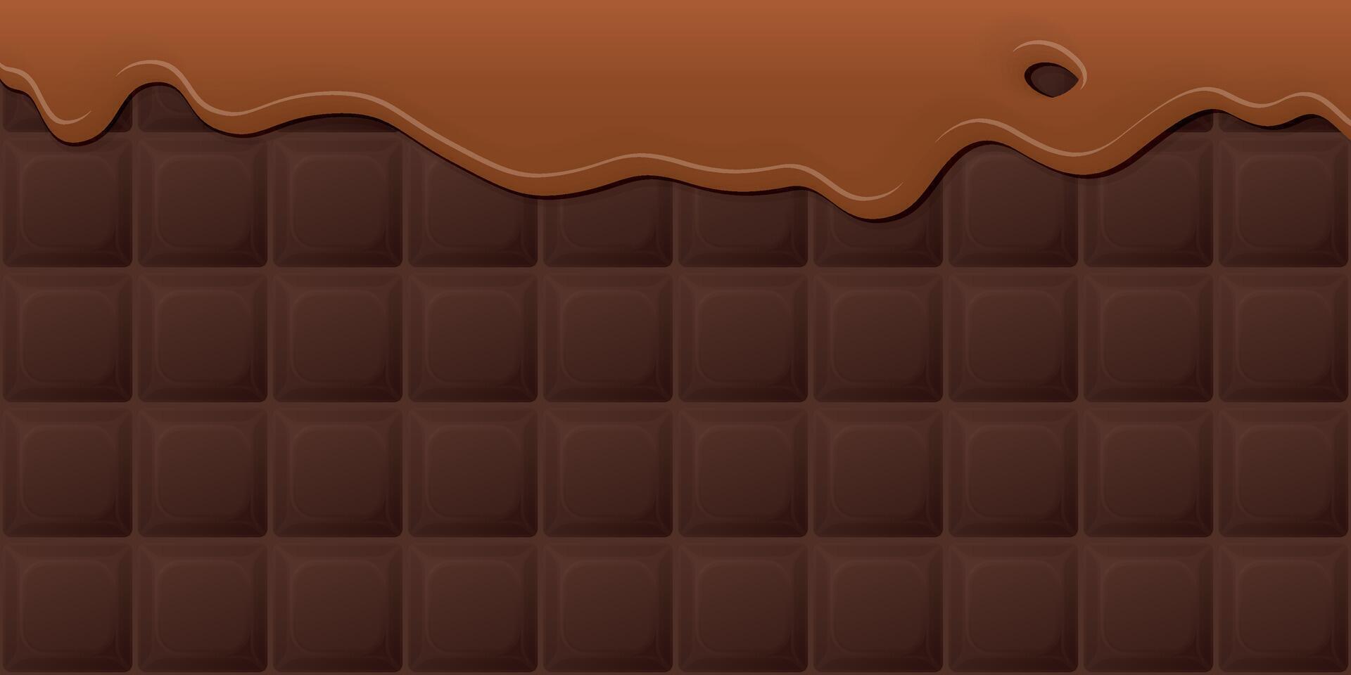 Melted caramel pouring on milk chocolate bar background graphic illustration. vector