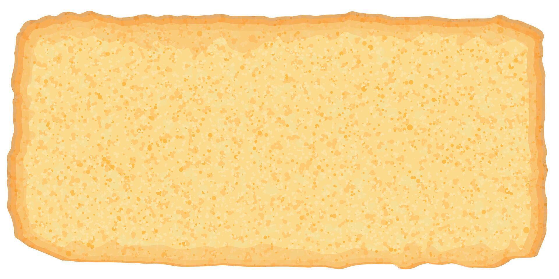Abstract piece of butter sponge cake isolated cross section view graphic illustration. vector