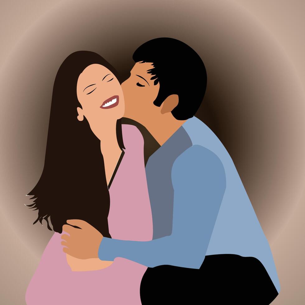 Kissing Couple in Valentines vector