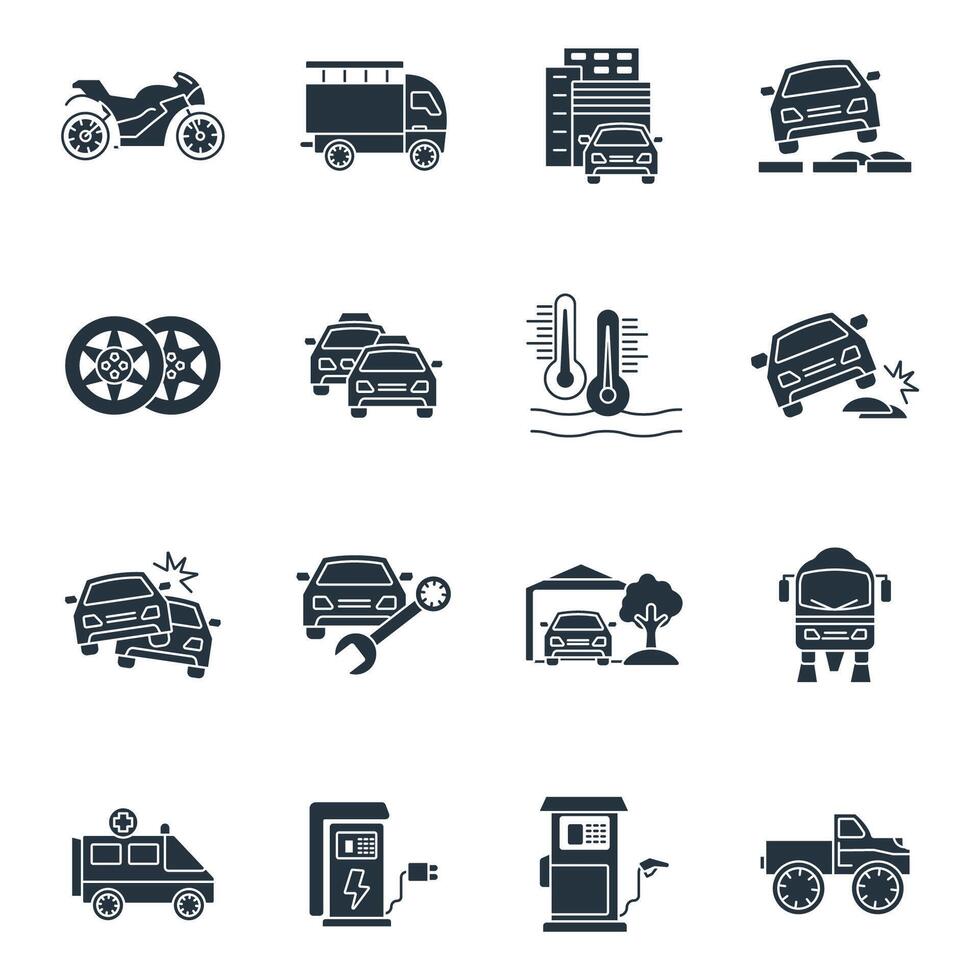 Automotive icon set . Automotive pack elements for infographic web. with trend color vector