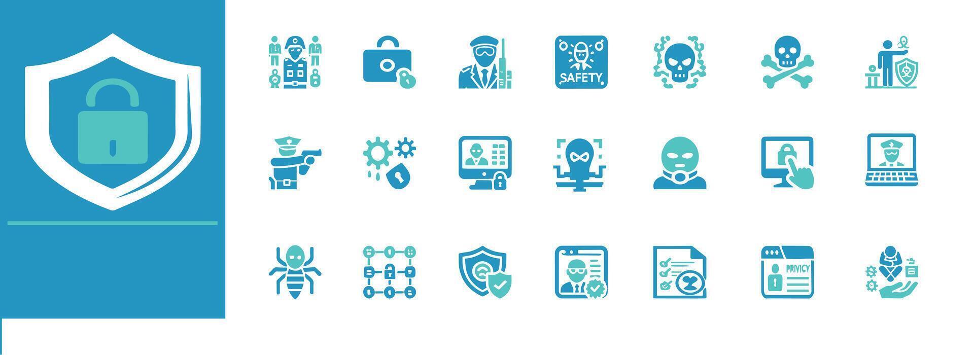 Cybersecurity Icon Pack Editable vectors for data protection, encryption, firewalls, threat detection, and online safety