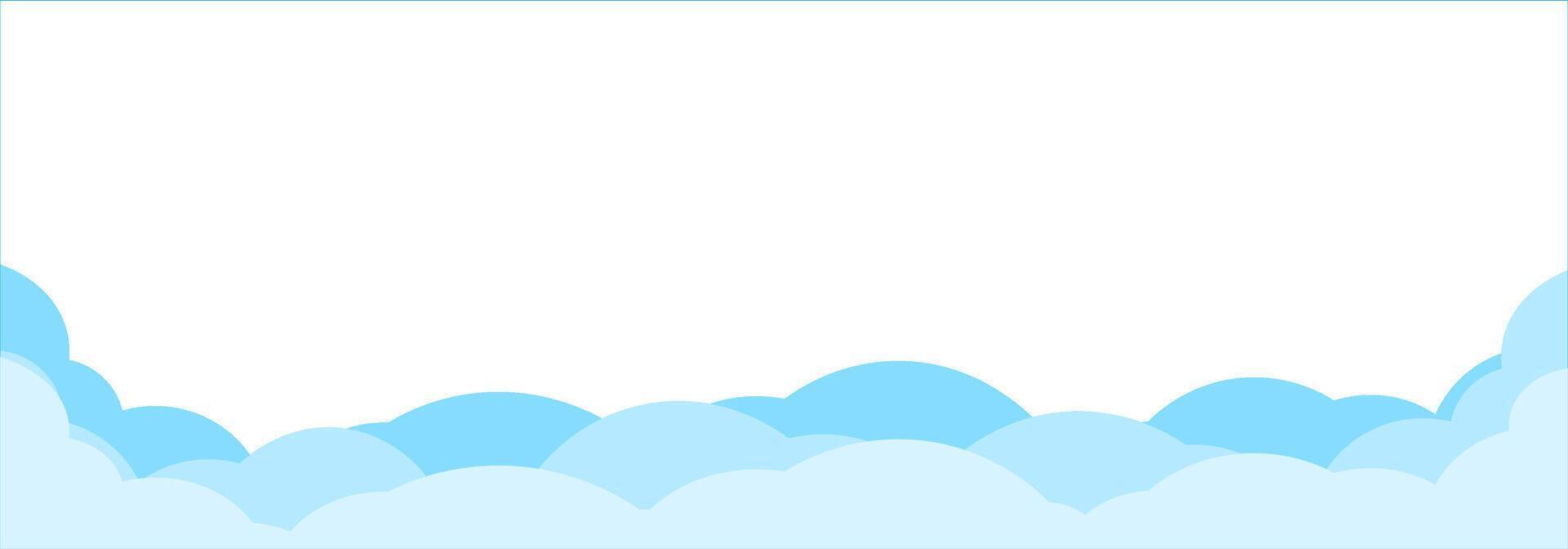 Border with blue clouds. Shapes of white clouds. Simple cartoon design. illustration for web design vector