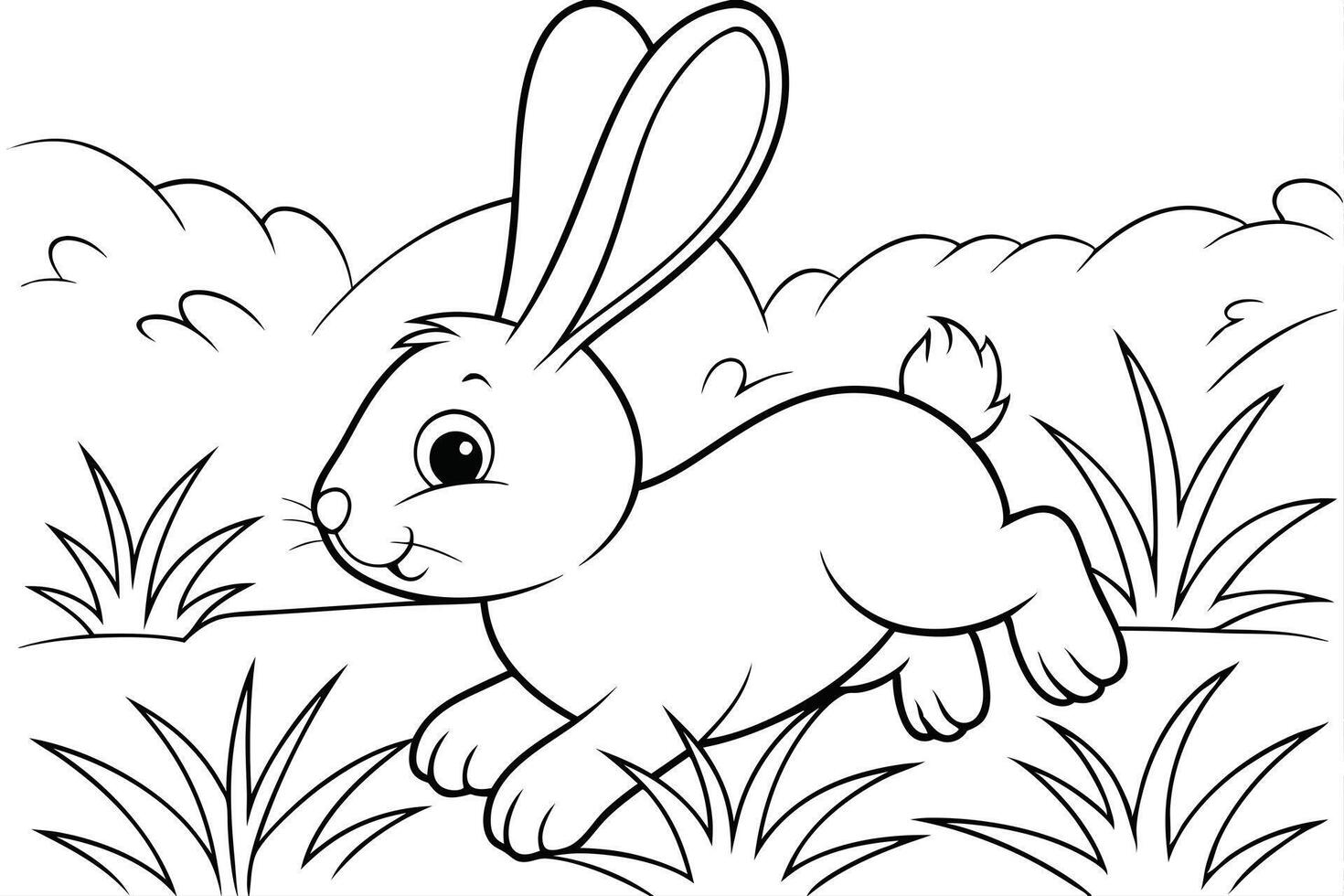 Illustration of A bunny hopping in the grass, perfect for marine and aquatic themes, ideal for educational or artistic purposes. vector