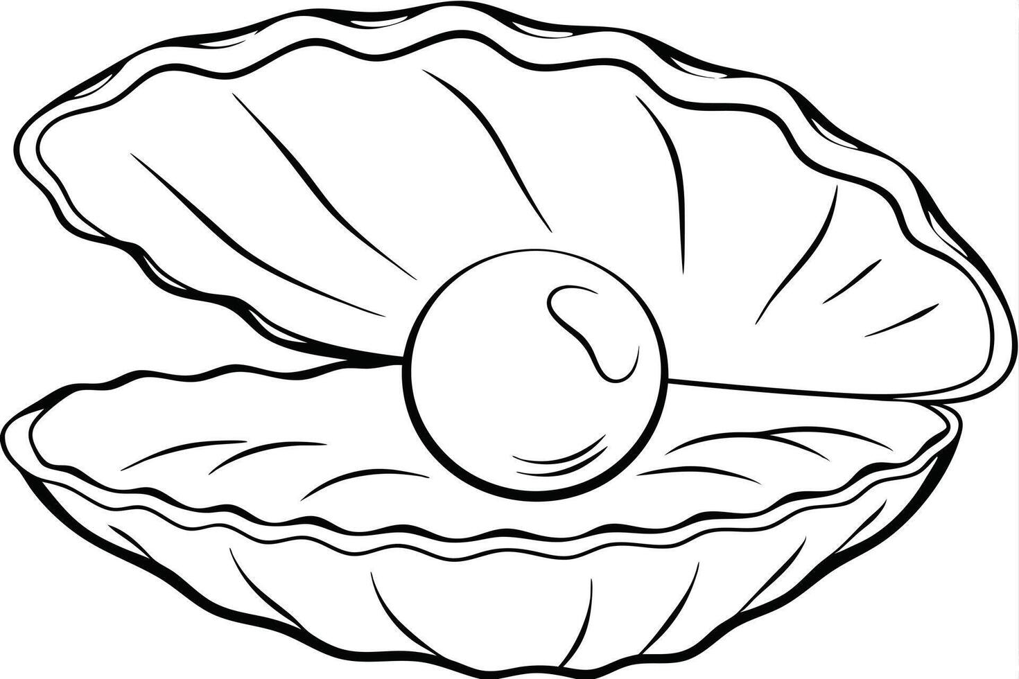 Illustration of A pearl sitting in an open oyster shell, perfect for marine and aquatic themes, ideal for educational or artistic purposes. vector