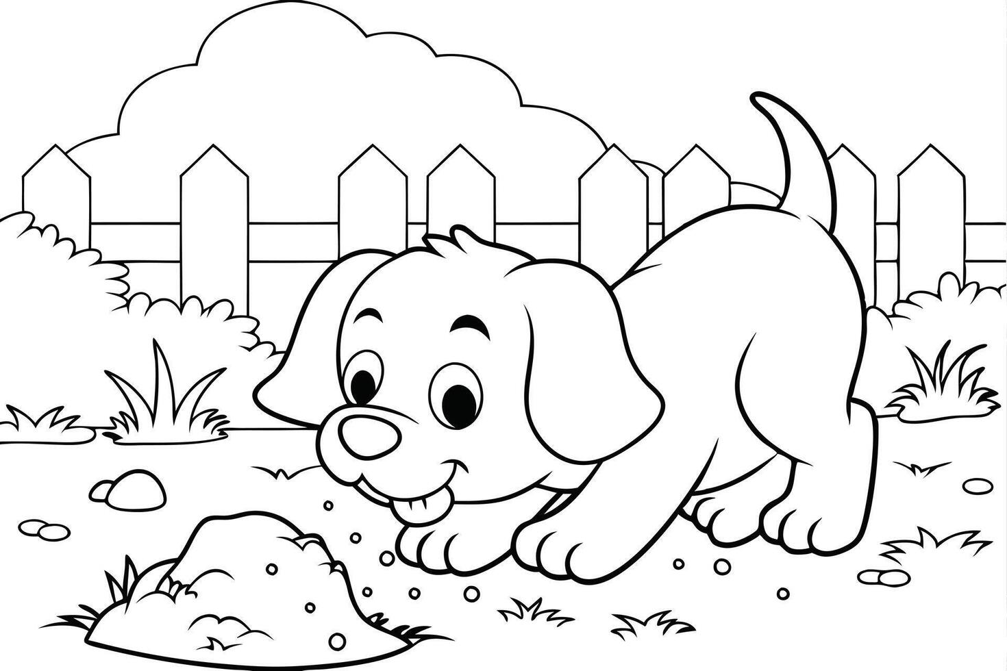 Illustration of A playful dog digging a hole, perfect for marine and aquatic themes, ideal for educational or artistic purposes. vector