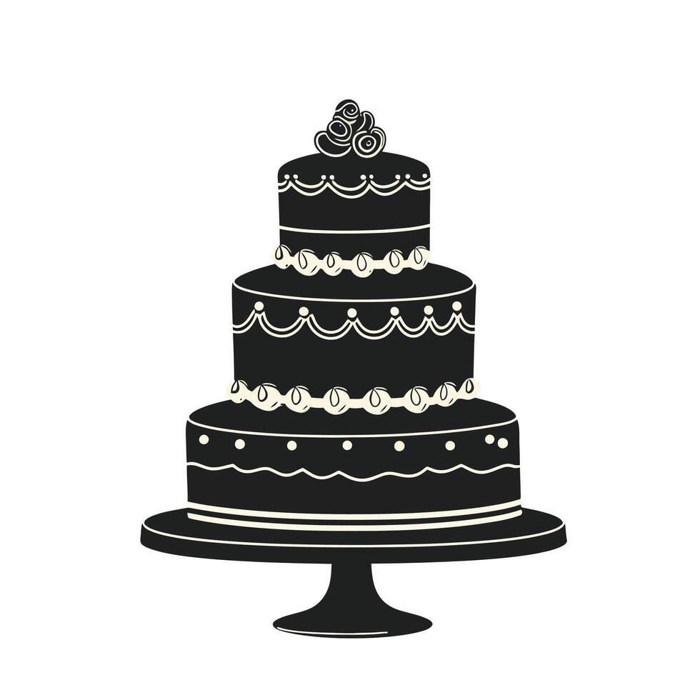 Wedding Cake with Elegant Decorations and Details vector
