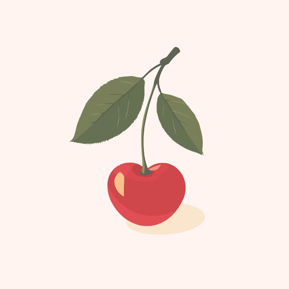 Vibrant Cherry with Leaf for a Natural Look vector