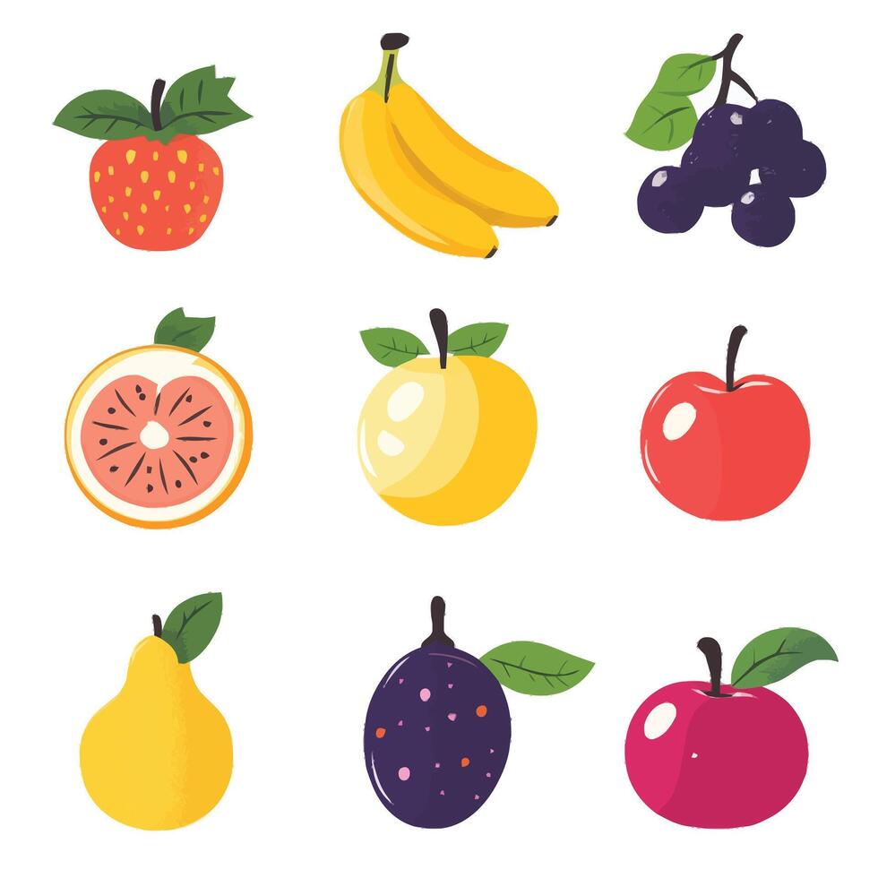 Bright and Vibrant Assorted Fruits vector