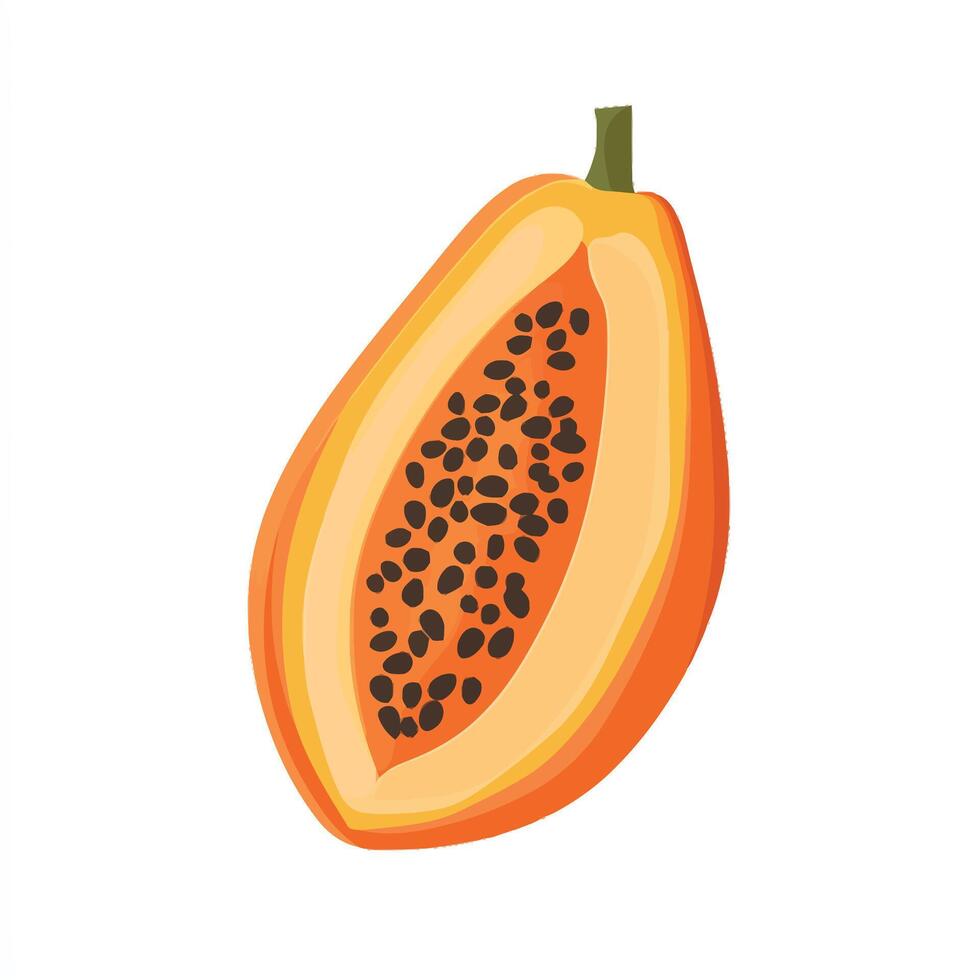 Vibrant Papaya Cut in Half for a Natural Look vector