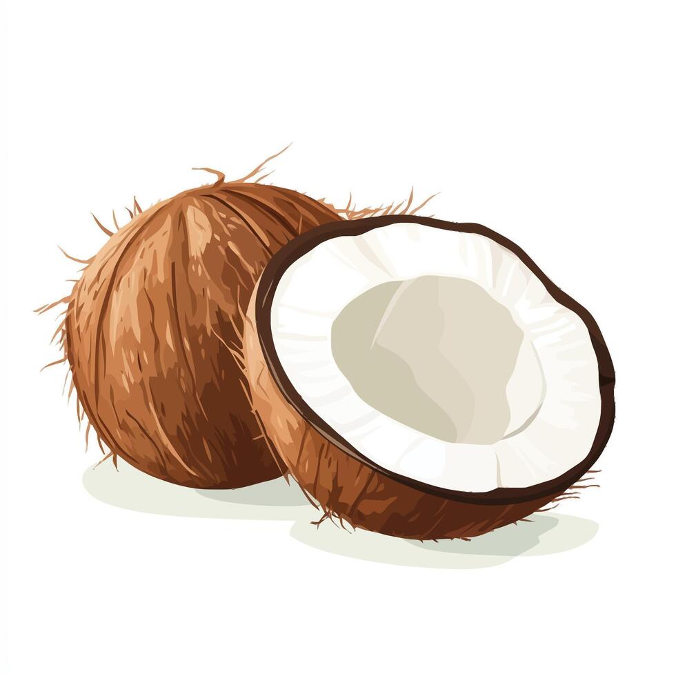 Juicy Coconut Cut Open to Reveal Interior vector