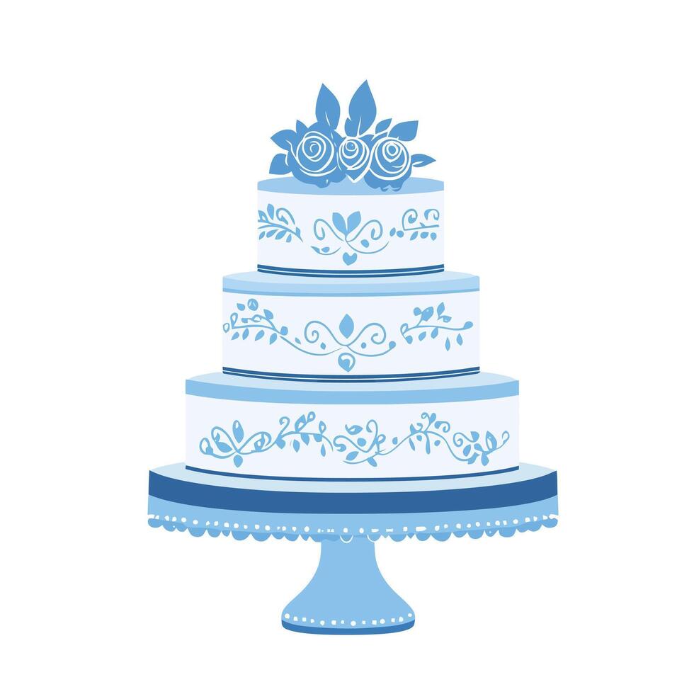 Beautiful Multi-Tier Wedding Cake Design vector