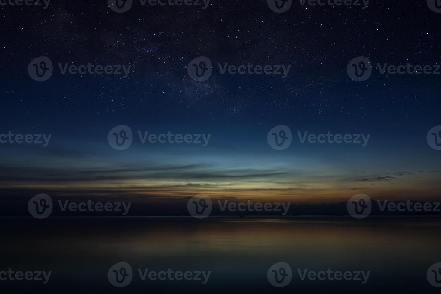 The sky with star at the lake in the twilight photo