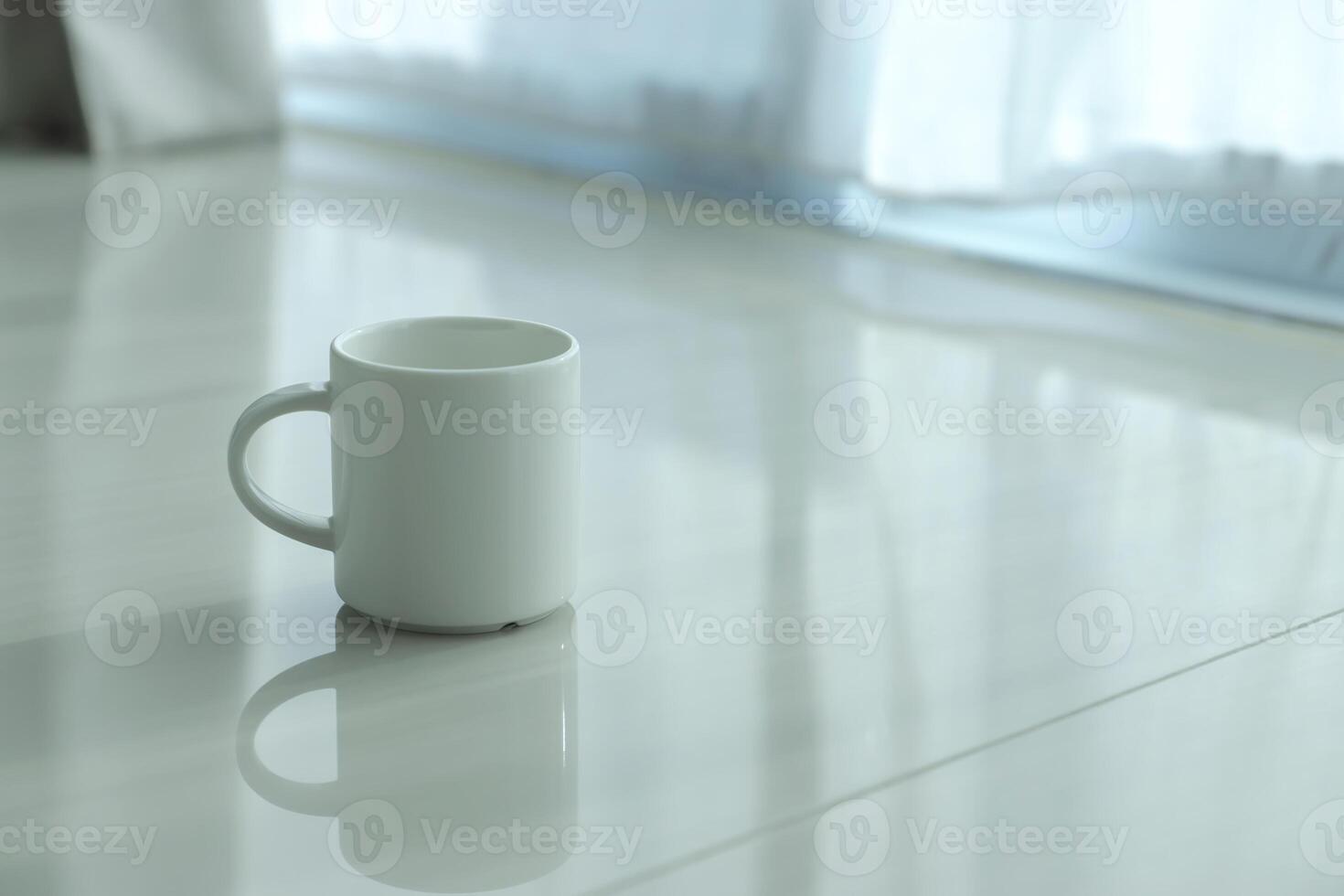 Coffee mug in the morning time with soft light. photo