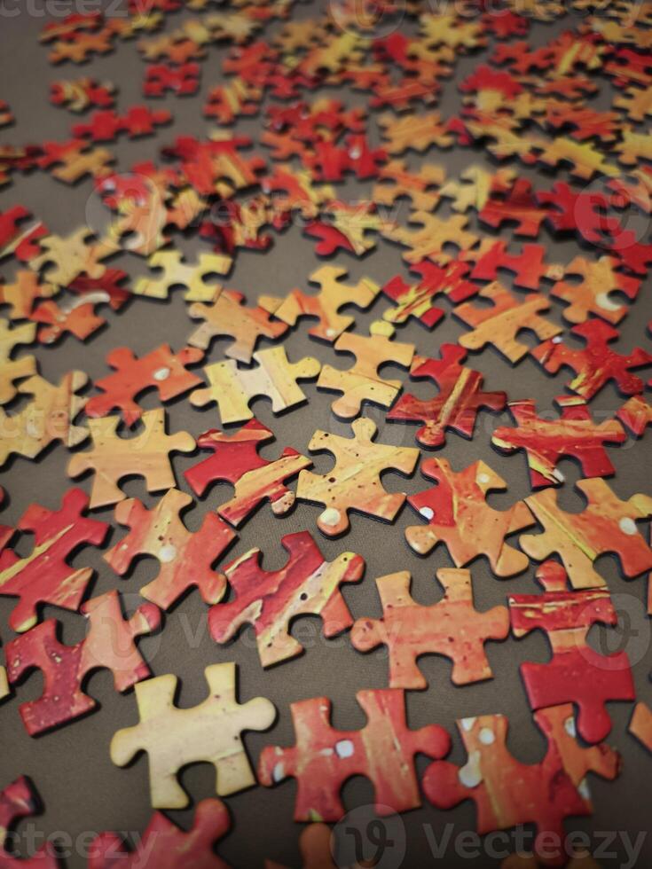 Christmas puzzle pieces forming warm and festive atmosphere photo