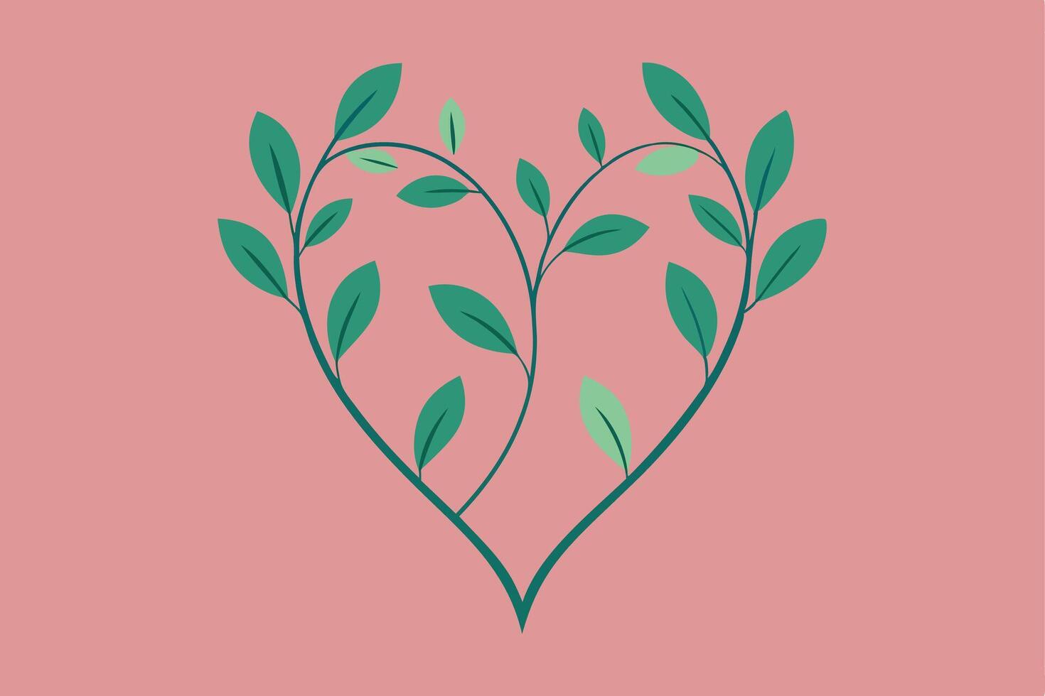 Heartshaped Green Leaves, Natures Love, Springtime Botany vector