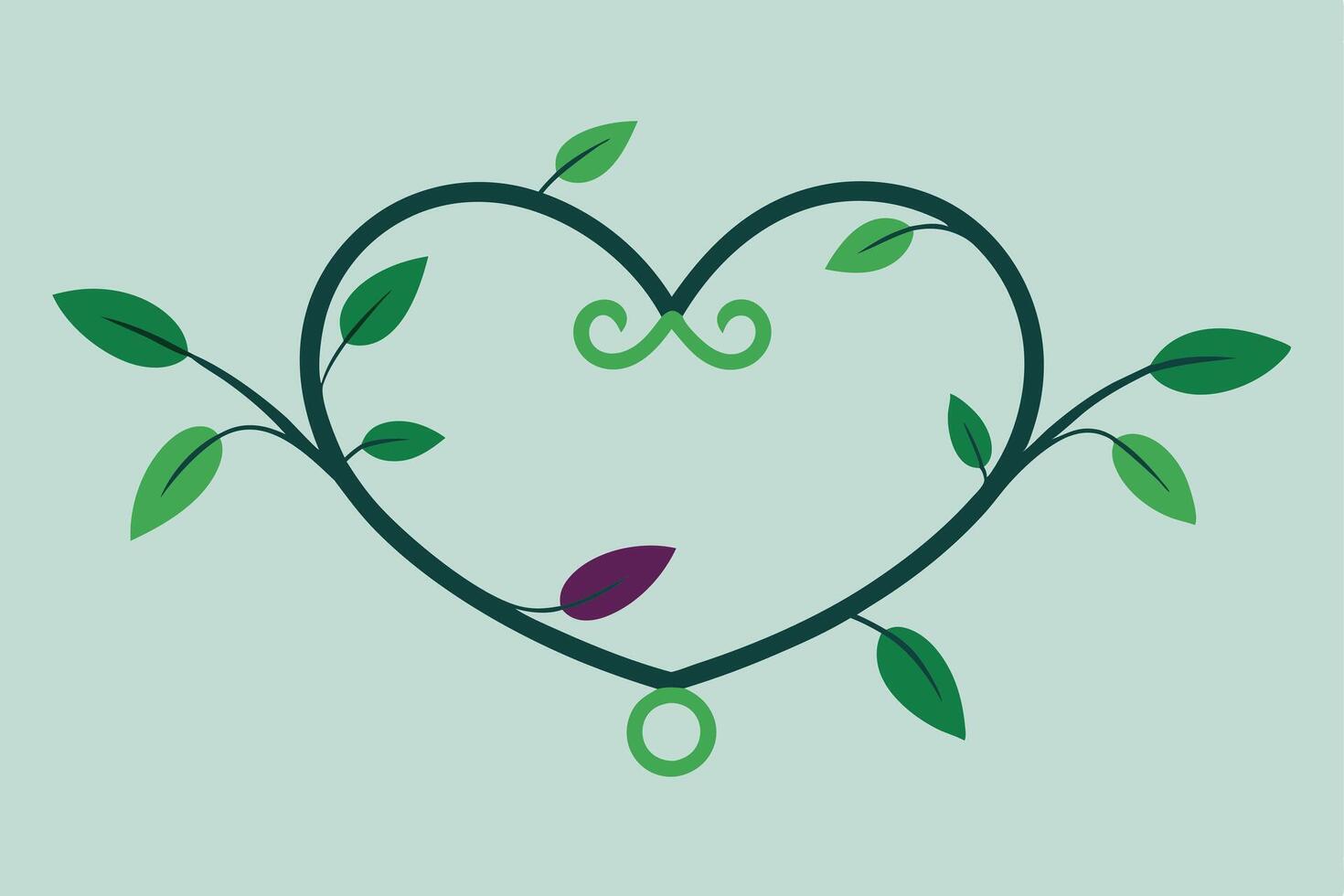 HeartShaped Vine, Green Leaves, Nature, Spring, Love, Growth, Ecology, Botany, Floral Design vector