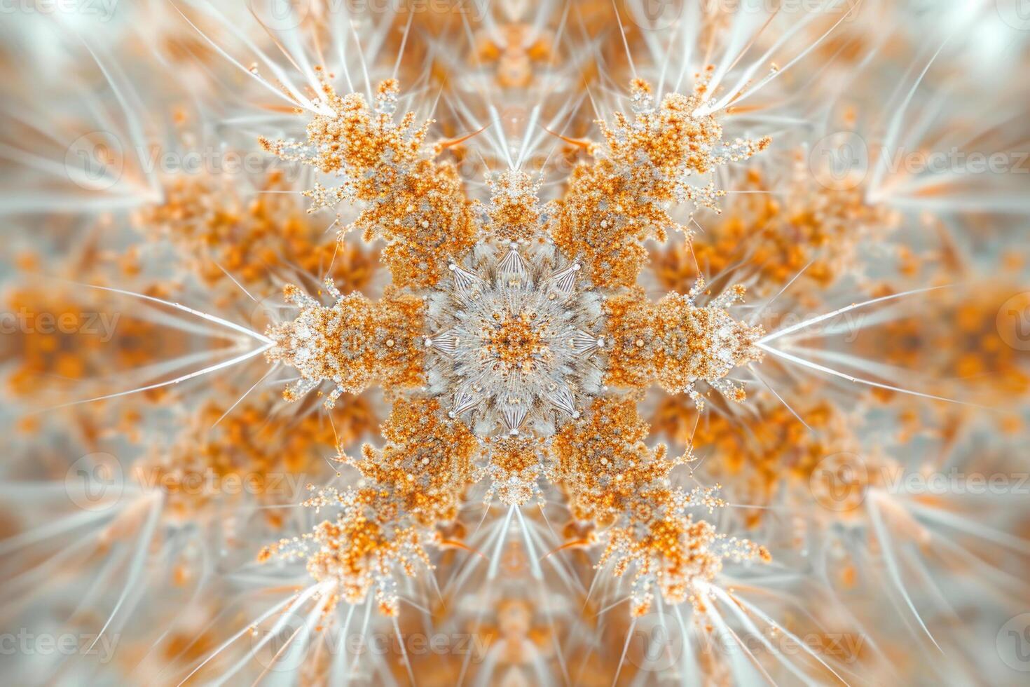 A snowflake pattern with orange and white flowers photo
