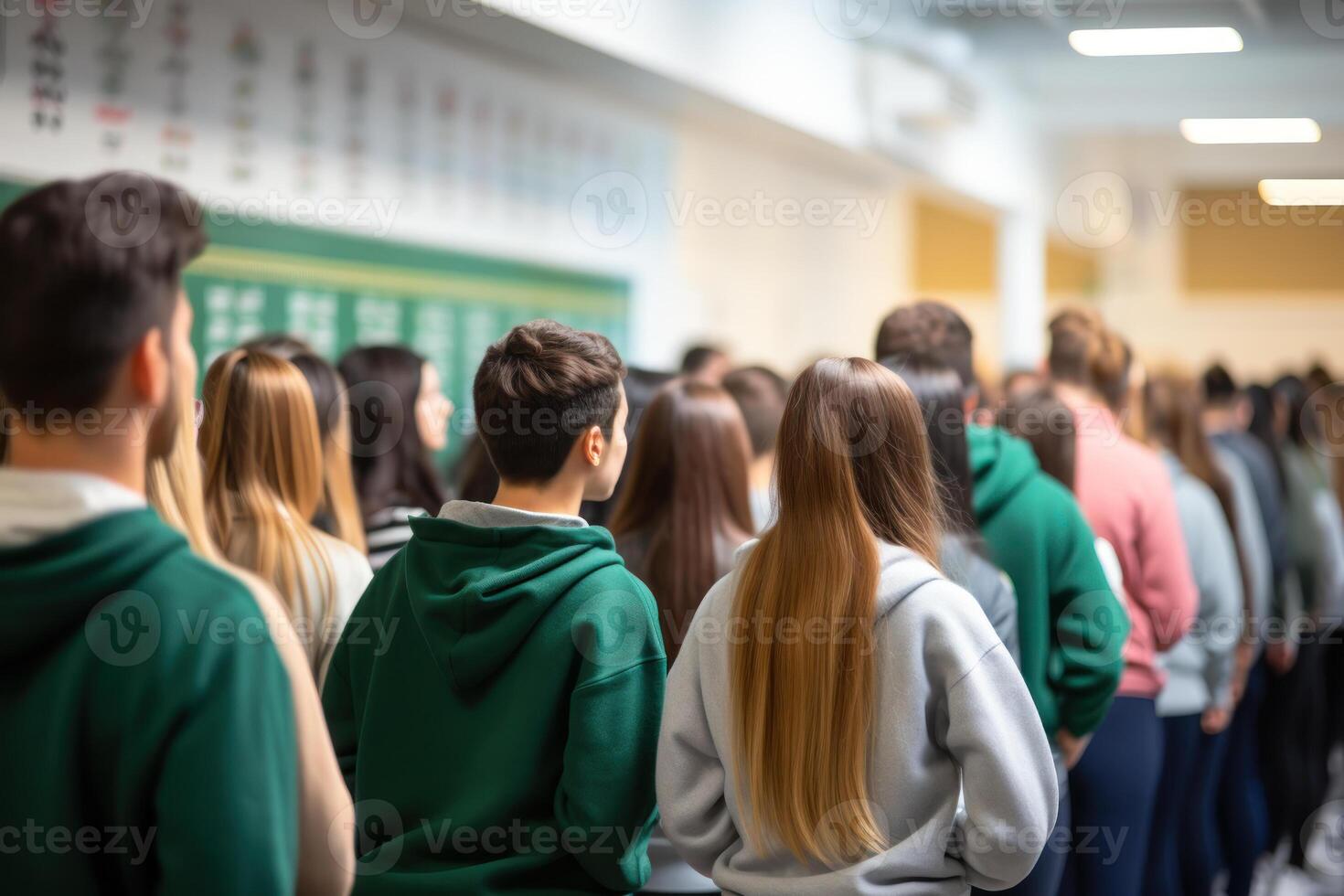 Back view of a group of students in a classroom photo