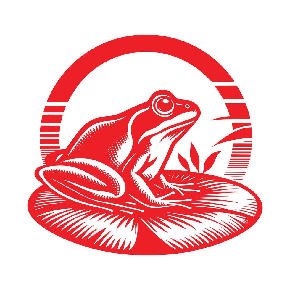 Frog on lily pad vector