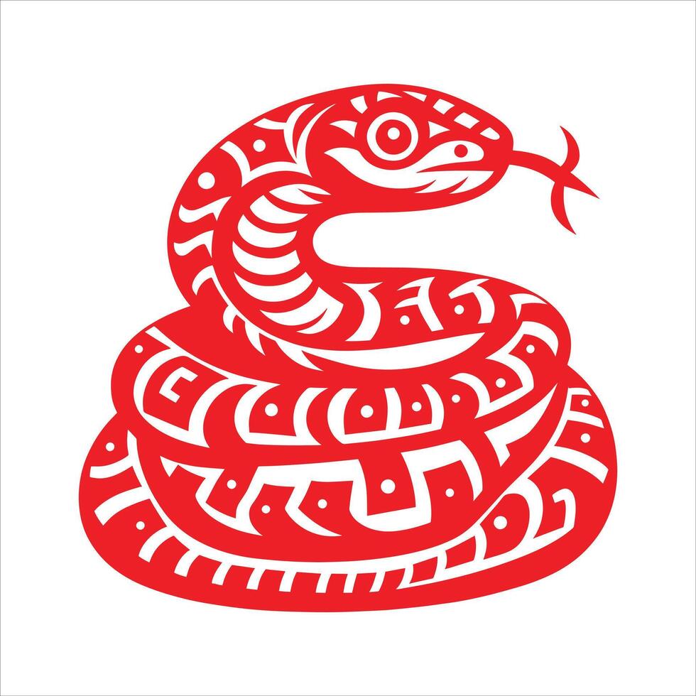 A red snake with tribal patterns on it vector
