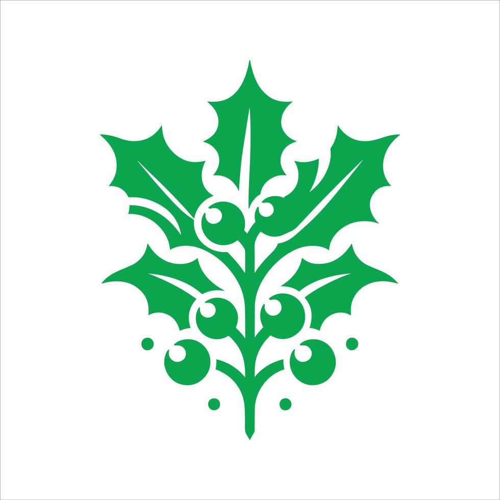 A green holly leaf with berries on it vector