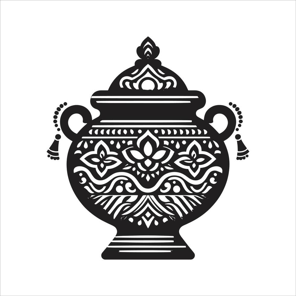 An illustration of a black and white pot vector