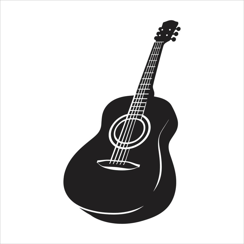 A black and white guitar icon on a white background vector