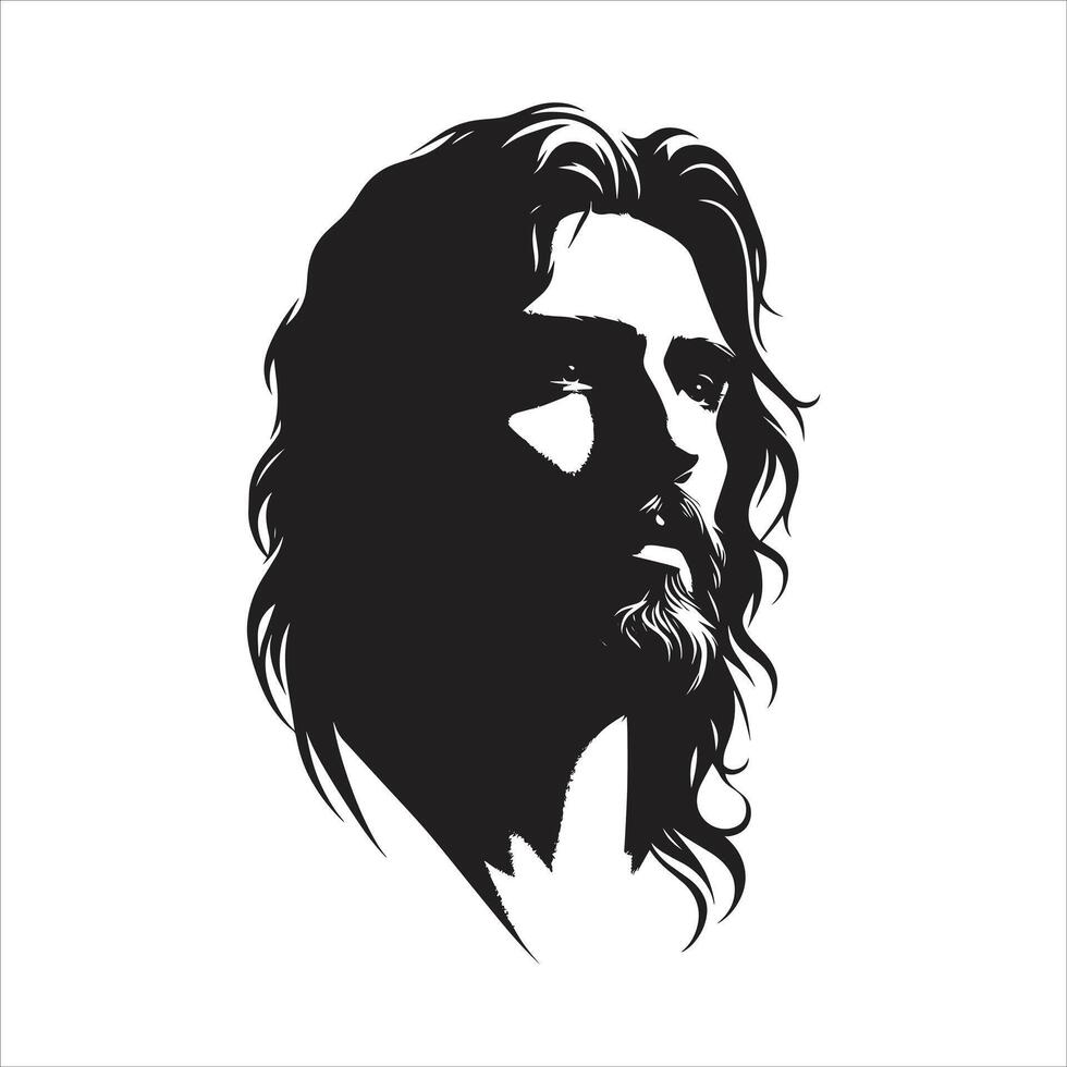 Jesus christ silhouette on white background vector