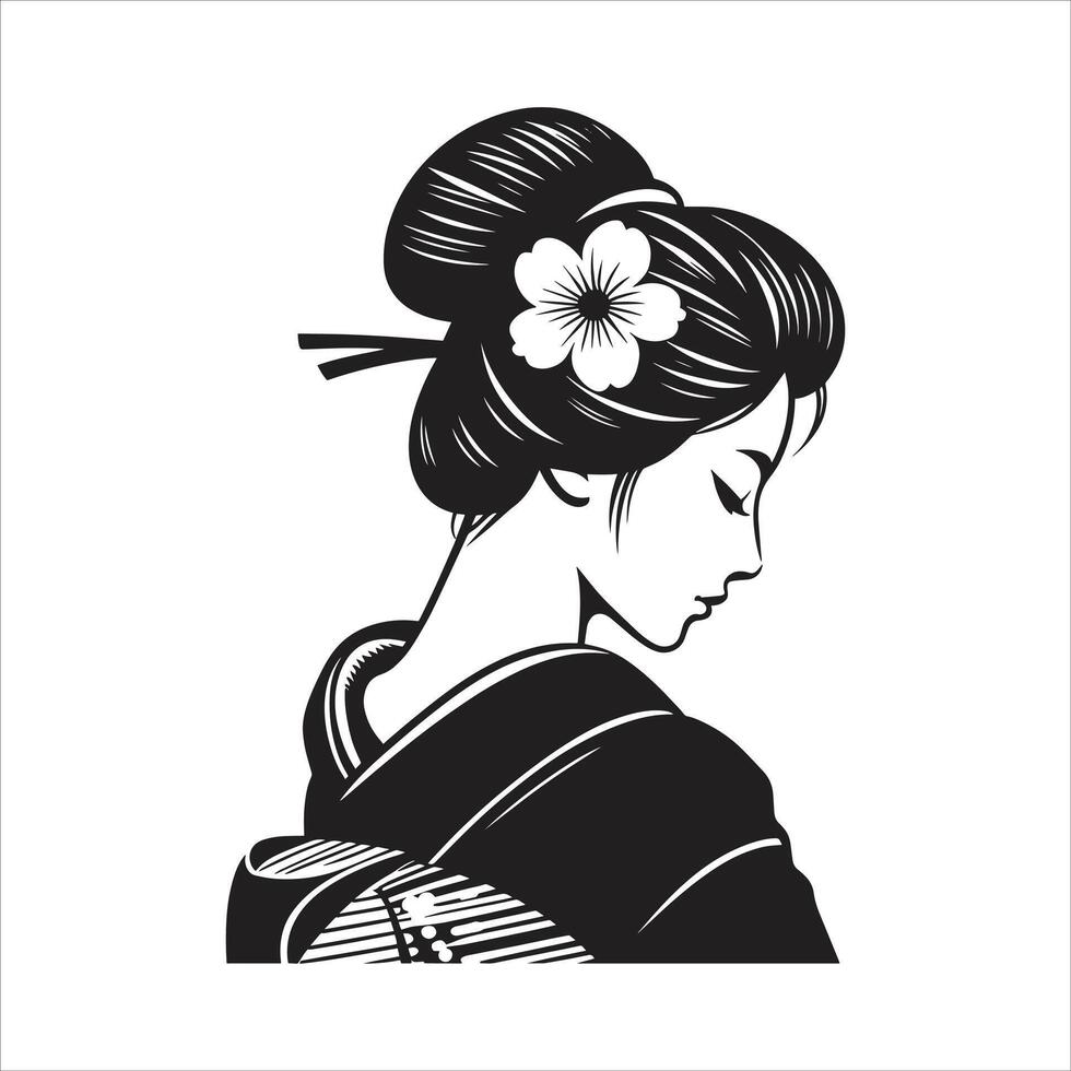 Geisha girl with flower in her hair vector