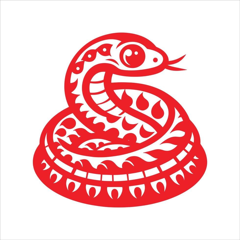 A red snake is shown on a white background vector