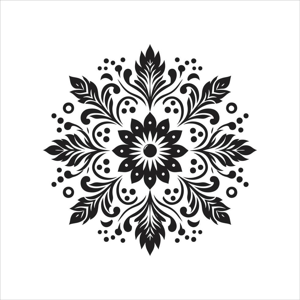 A black and white floral design on a white background vector