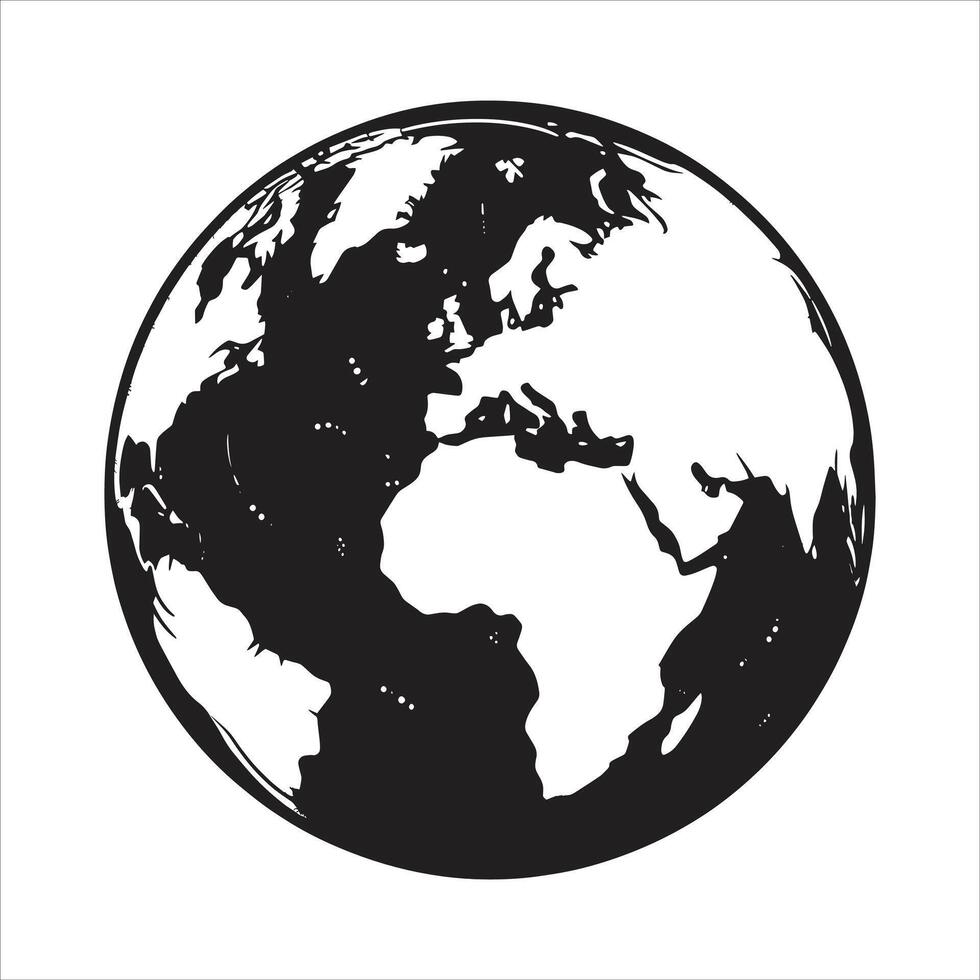 A black and white earth globe on a white background vector