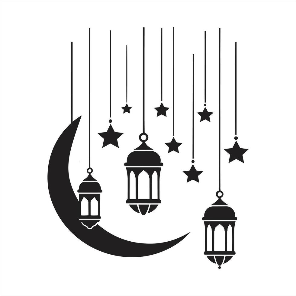 Islamic lanterns and stars on a white background vector
