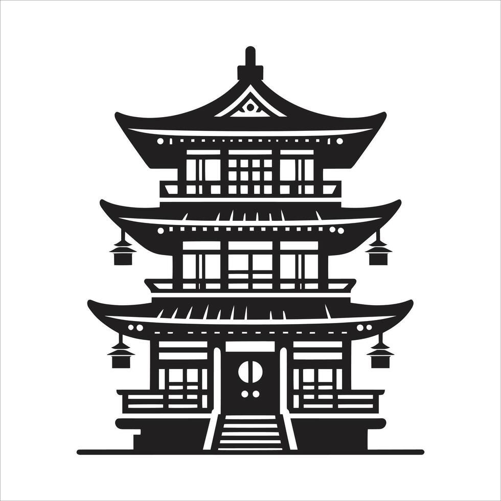 Japanese pagoda icon illustration vector
