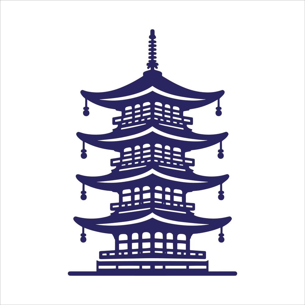 A pagoda icon in blue on a white background vector