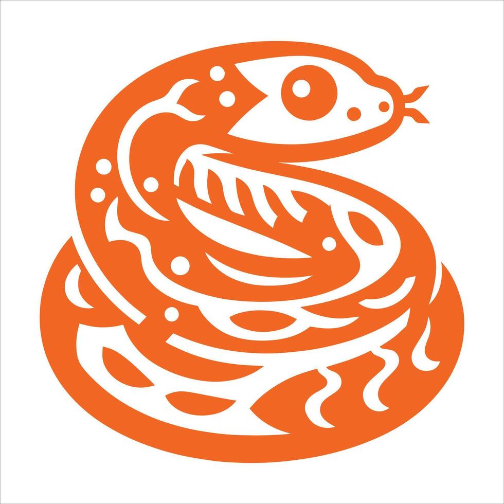A snake is shown in an orange and white design vector