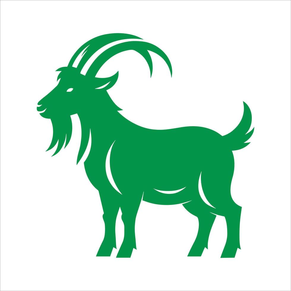 big green goat standing logo Goat symbol vector