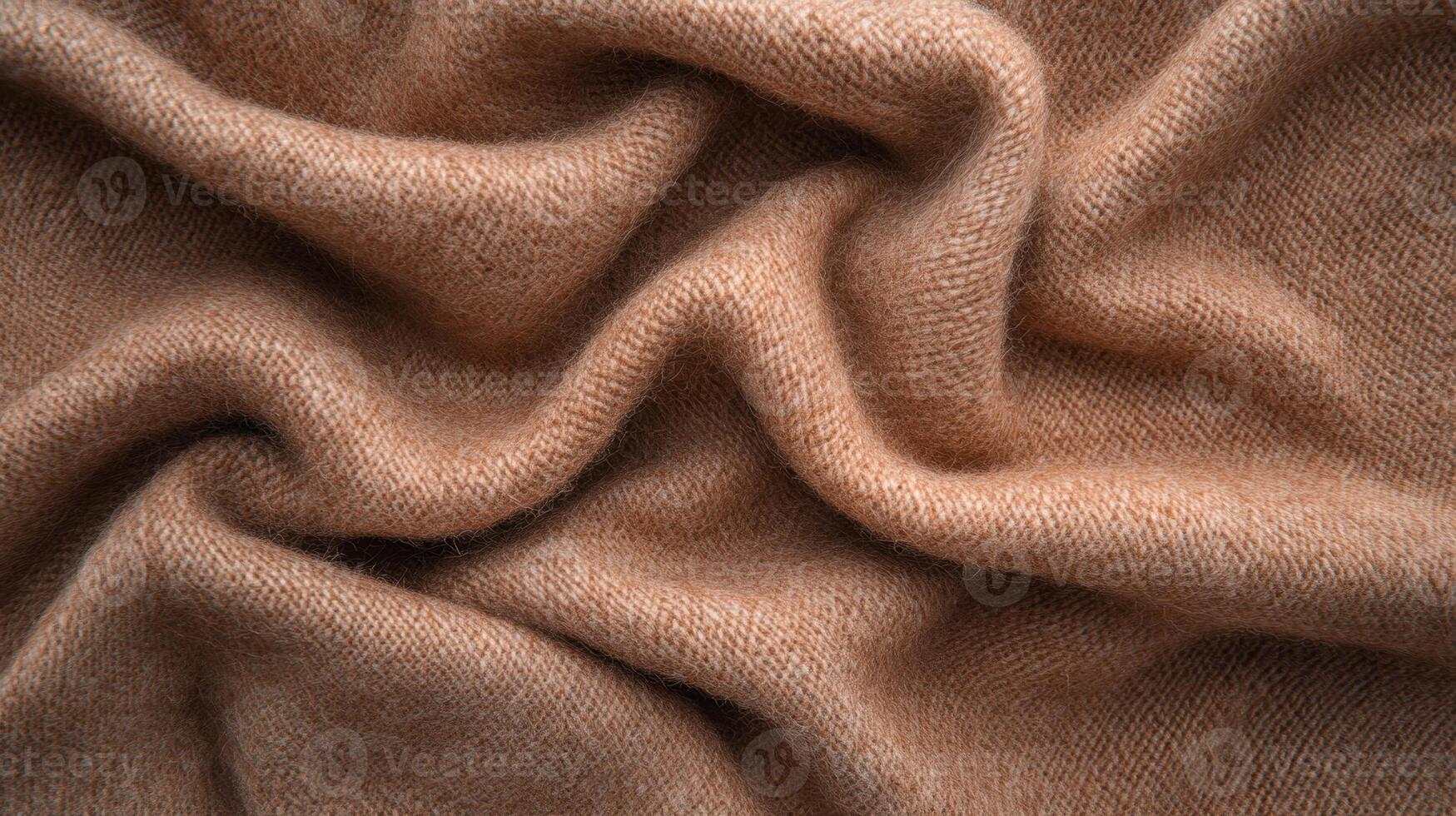 Soft beige knitted wool fabric texture background creating cozy atmosphere photo