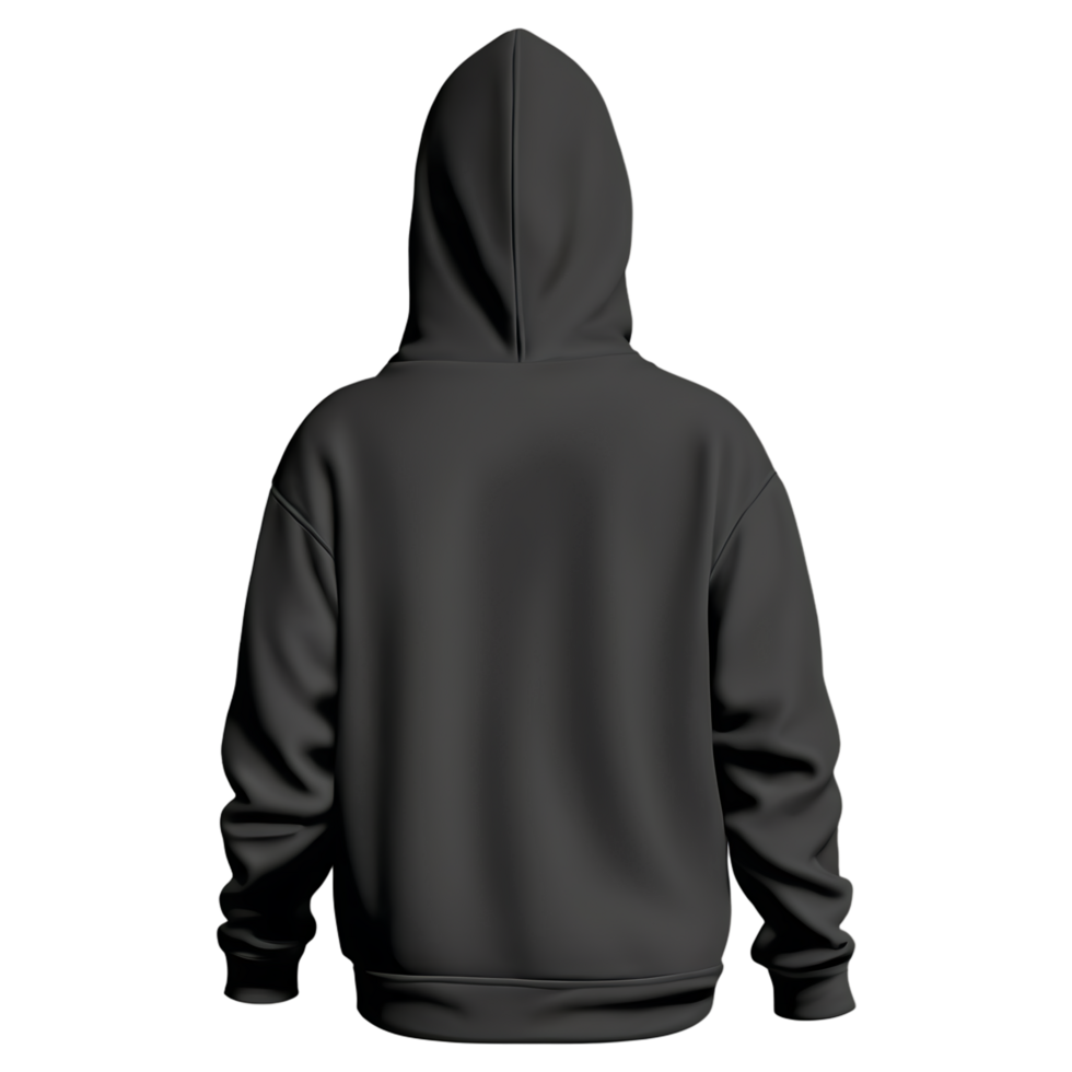 black hoodie with hood on the back, isolated on transparent background png