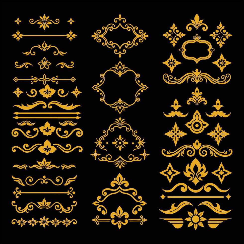 Elegant Golden Border Ornament Collection design vector