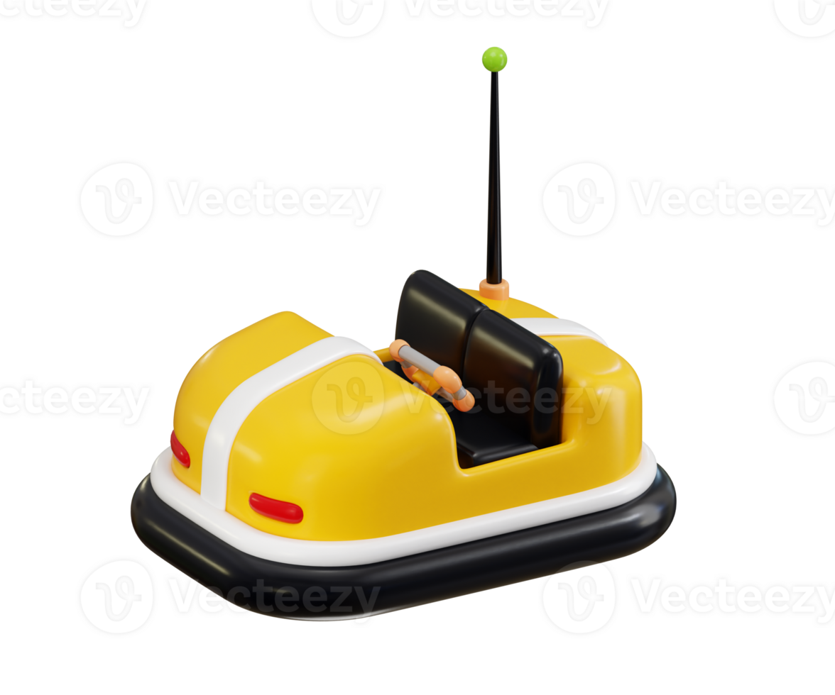 Bumper car icon 3d render concept of amusement park electric bump car icon illustration png