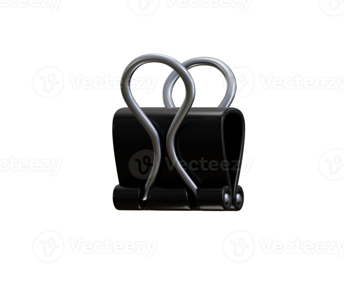 Binder clip icon 3d render concept of paperclip, office work tool icon illustration png