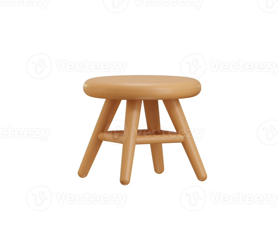 Wooden round table Furniture icon 3d render png