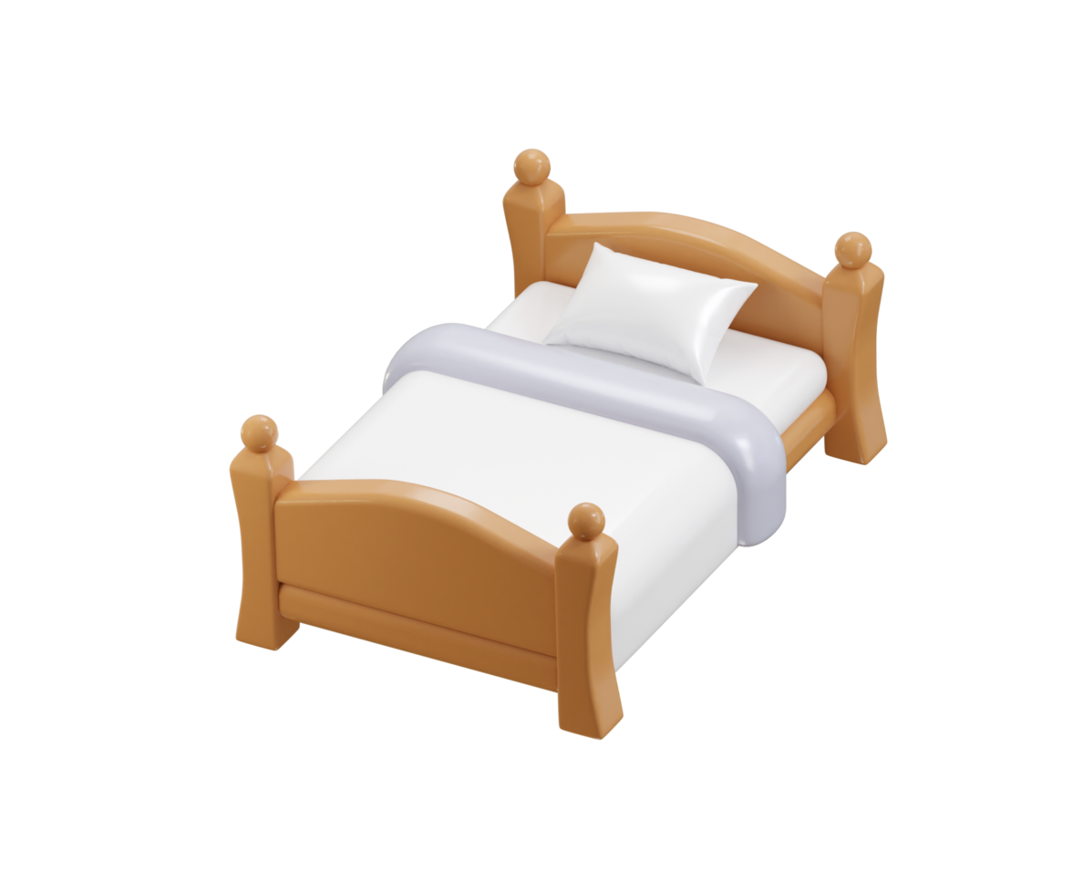 A bed with a white pillow and a wooden frame png
