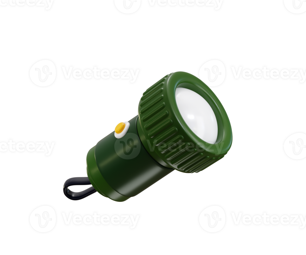 Handheld flashlight icon 3d render concept of Tourist accessory icon illustration png