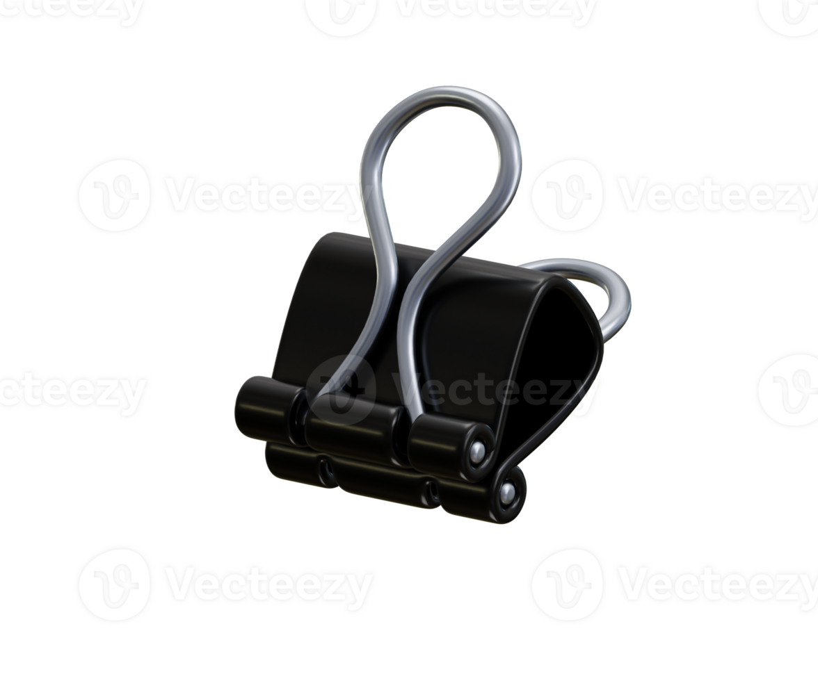 Binder clip icon 3d render concept of paperclip, office work tool icon illustration png
