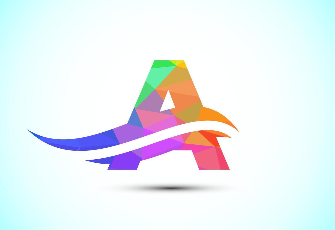 Alphabet A with swoosh or ocean wave logo design. Graphic alphabet symbol for corporate business identity vector