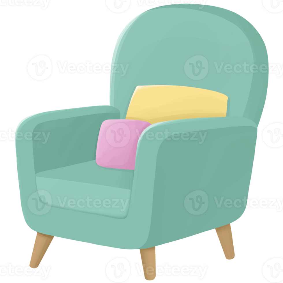 verde poltrona com almofadas png