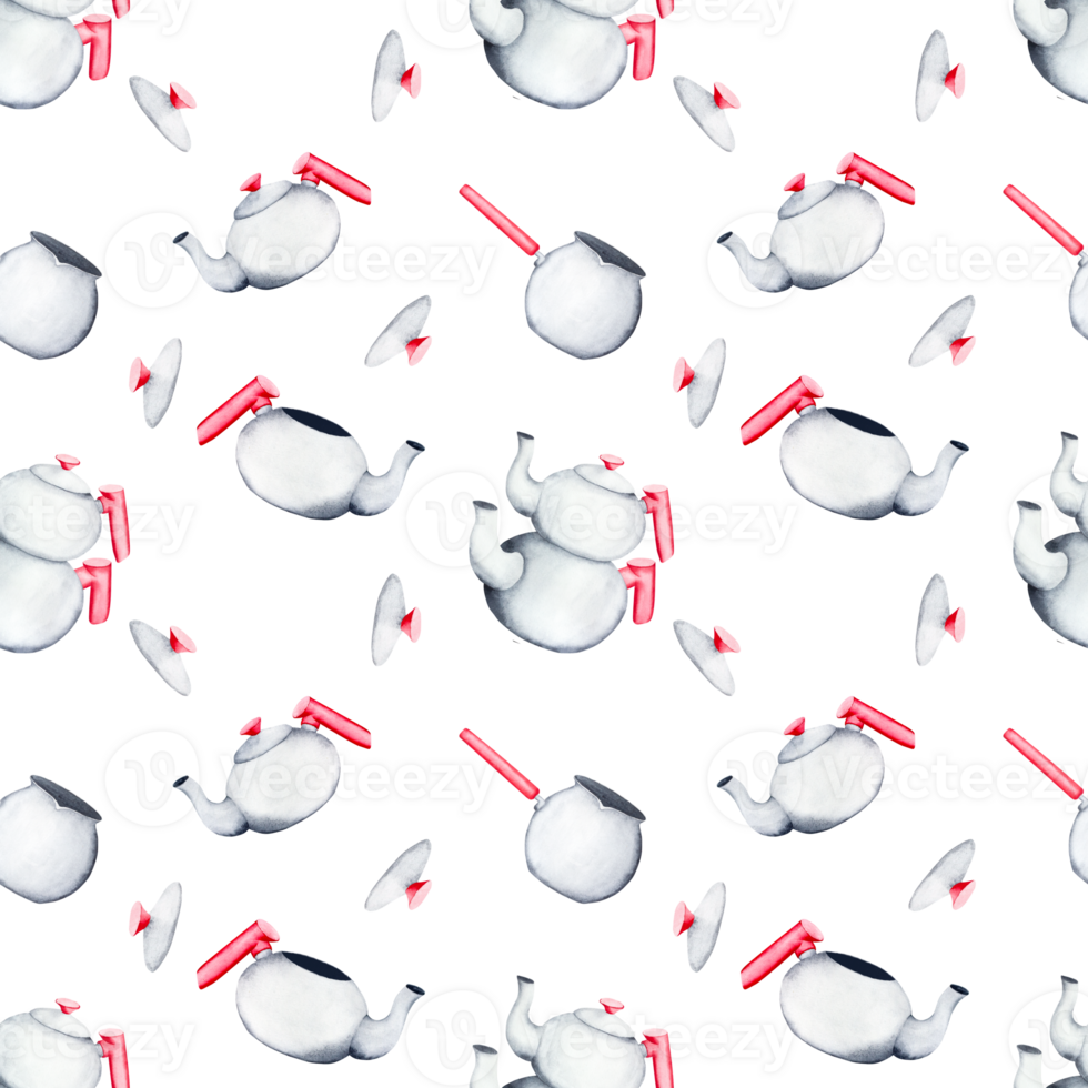 Teapot. Watercolor pattern on an isolated background. Can be used for your design cards, posters, prints png