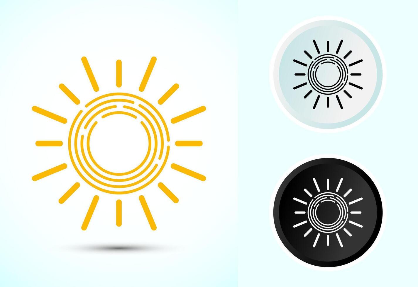 Sun icon design illustration, sunlight sign logo or weather icon vector